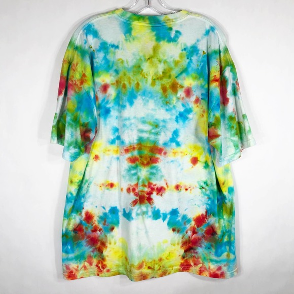 Tommy Hilfiger Large Tee Shirt Sunny Side Tie Dye Handmade Yellow Blue 232 - Picture 2 of 9